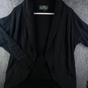 Lauren Ralph Lauren Active Women’s Open Sweater Black Medium Cotton Long Sleeve